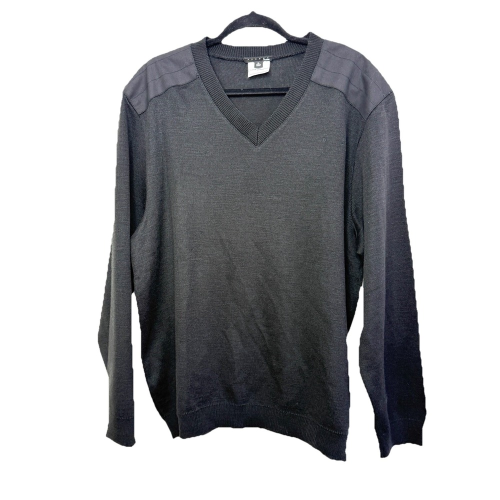 Fourmy by Cintas Men's Charcoal V Neck Sweater Medium Knit  Shoulder Epaulets XL - Picture 2 of 13